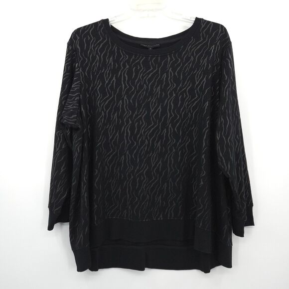 Jane & Delancey NWT stretch soft knit sweatshirt Size 2X black fleece cozy zebra - Picture 1 of 7